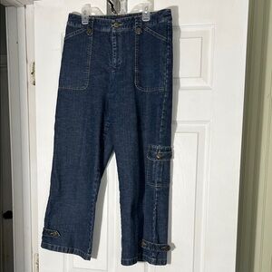 Tribal Denim Stretch Cropped Wide Leg Jean